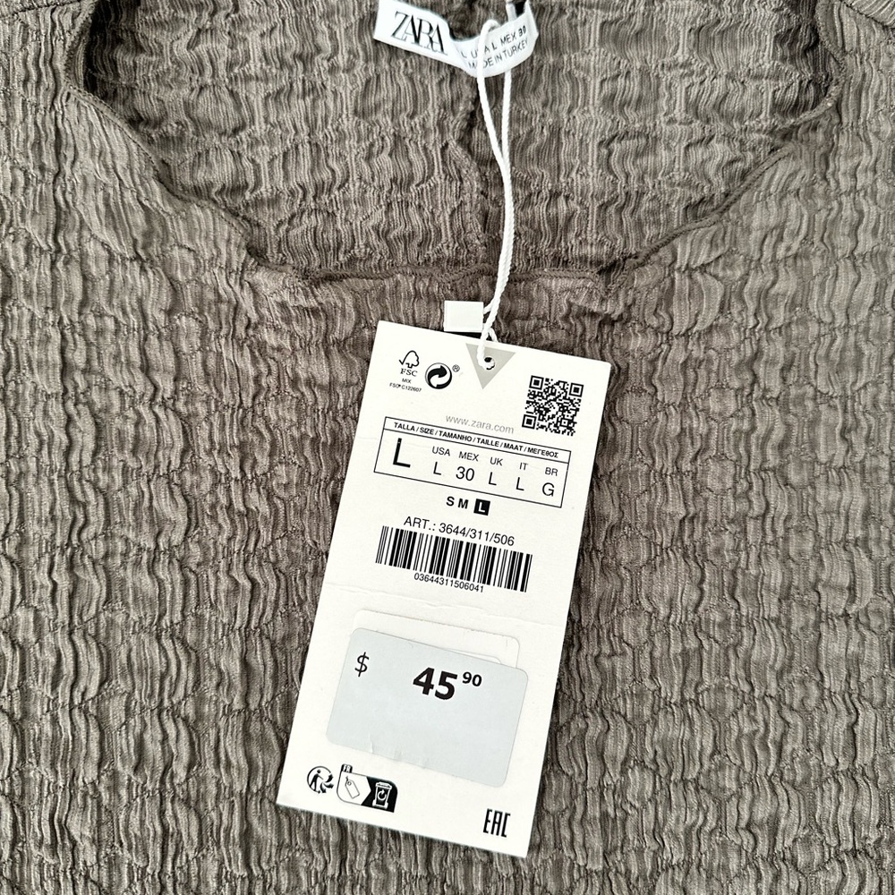 NWT Brand New Zara khaki Ribbed Sheath Midi Dress